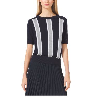 michael kors striped bouclé cotton-blend sweater|Striped Textured Cotton Blend Sweater .